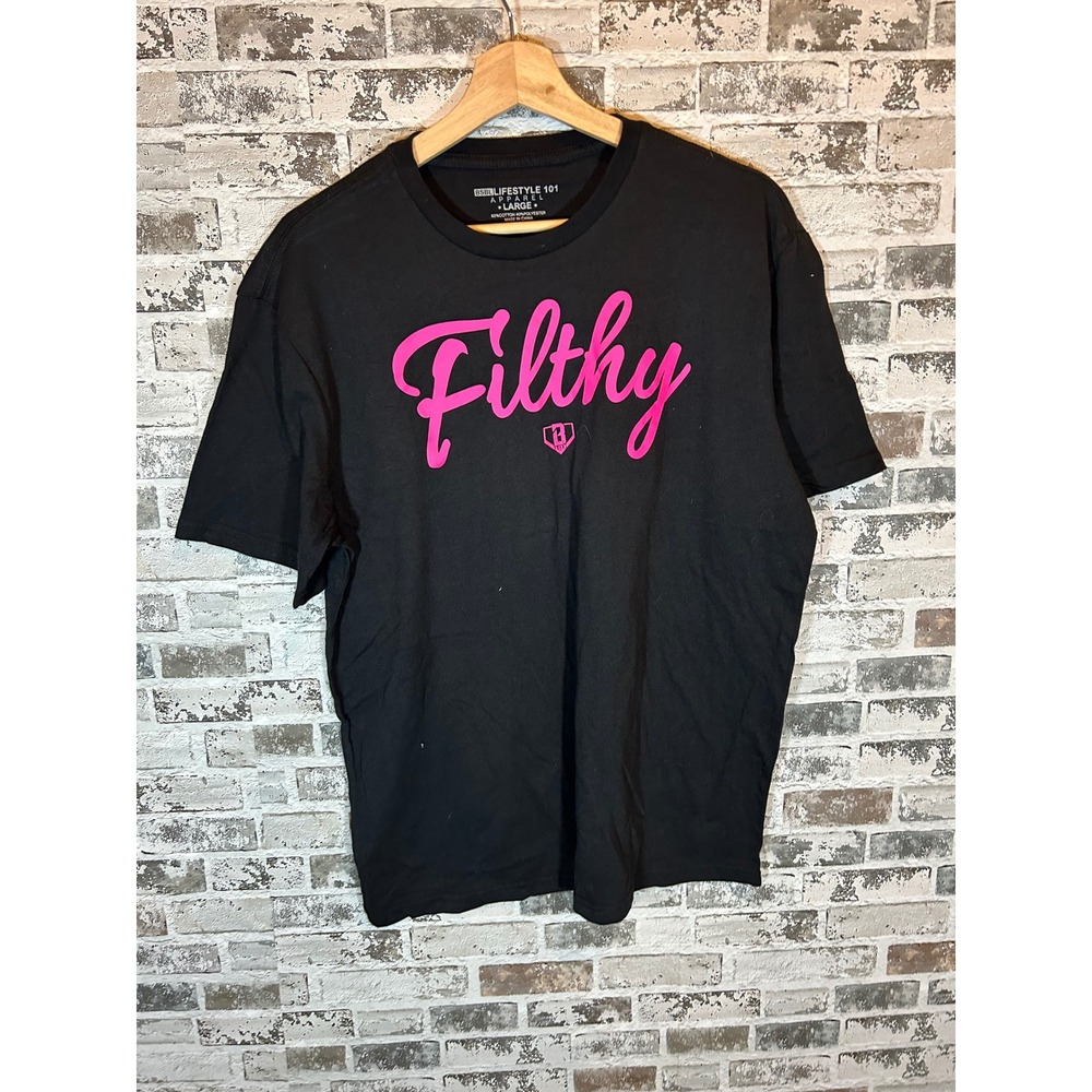 Baseball Lifestyle 101 Filthy Tee Mens Large Black Pink NWT
